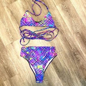Freedom Rave Wear Trippy Geo Print Rave Set